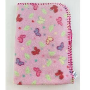 Baby Connection Butterfly Blanket Flower Floral Pink Green Yellow Fleece